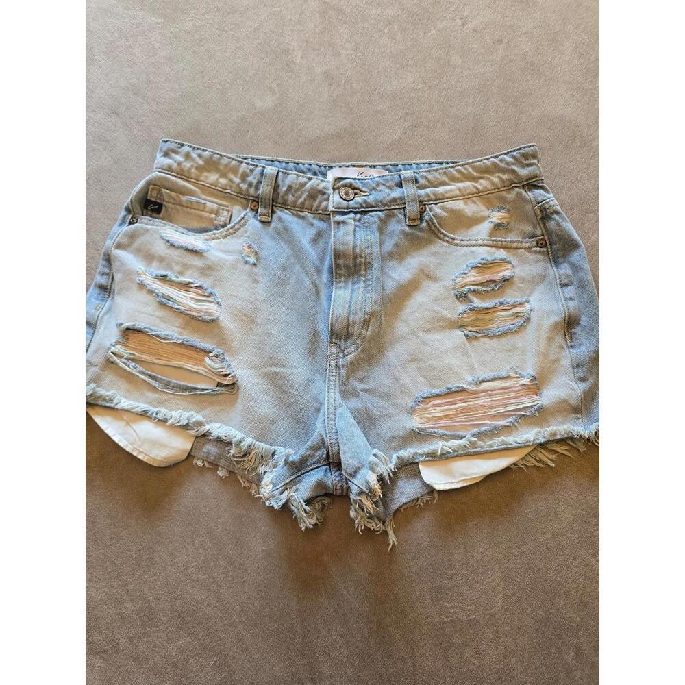 KanCan Distressed  Multi-Color Pastel Thread Cutoff  Denim Shorts (11/29)